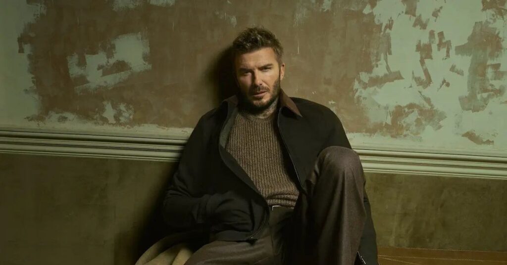 David Beckham rugged messy hair mens style with short beard