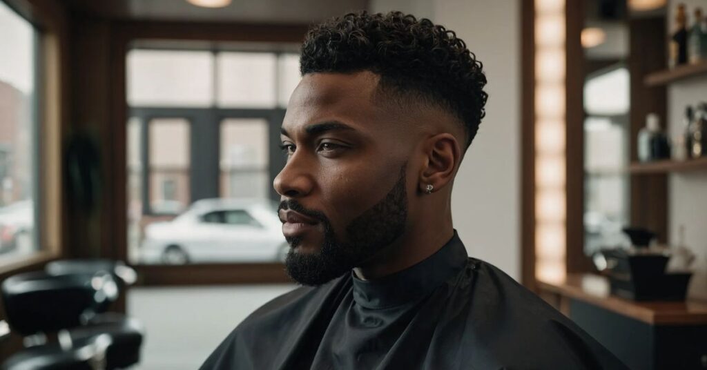 Coiled afro-texture mid-fade haircut for men