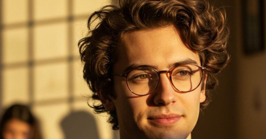 Curly quiff haircut with natural texture and volume