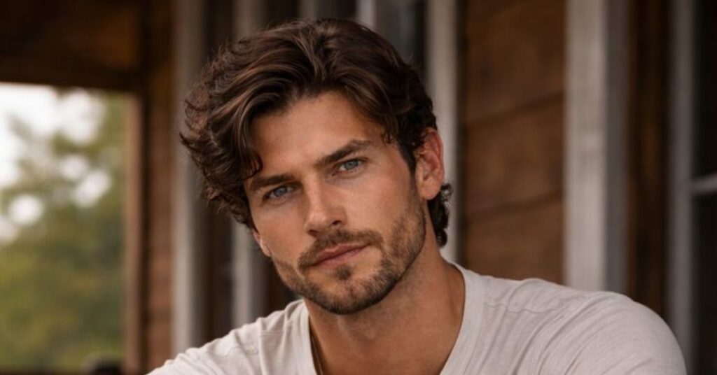 Defined layered curls for men to prevent triangle hair shape with textured volume