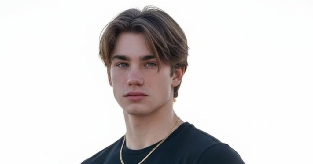 Modern ear-tucked part haircut for men with clean layers and a polished professional look.