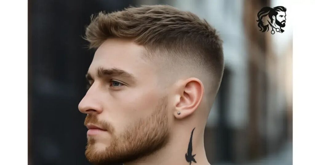 Frosted tips slick back hairstyle for men with highlighted ends and smooth finish