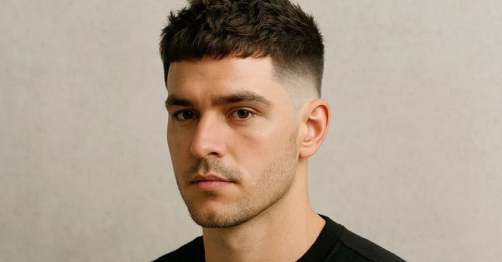 French crop haircut with high bald fade