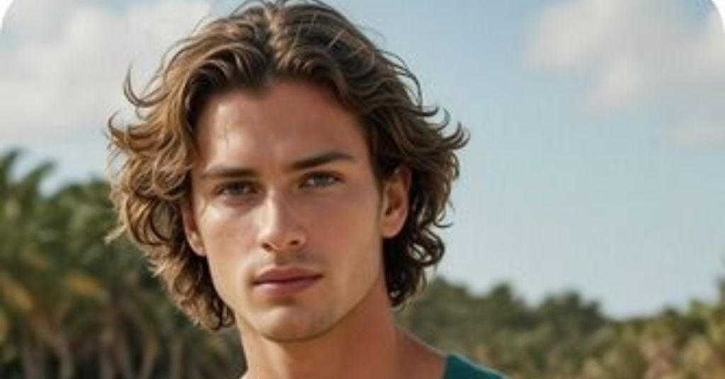 Men's layered wavy hair with beachy texture and sun-kissed volume for a relaxed summer look