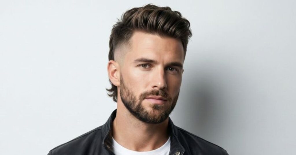Modern messy mullet haircut with textured sides and long layered back for men
