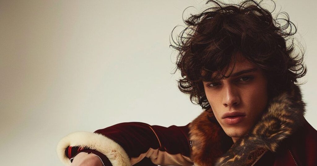 Messy shag cut hair men's with retro 70s vibes and textured layers