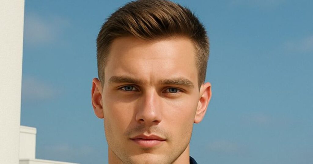 Short textured buzz cut with a high skin fade and 360 waves for men