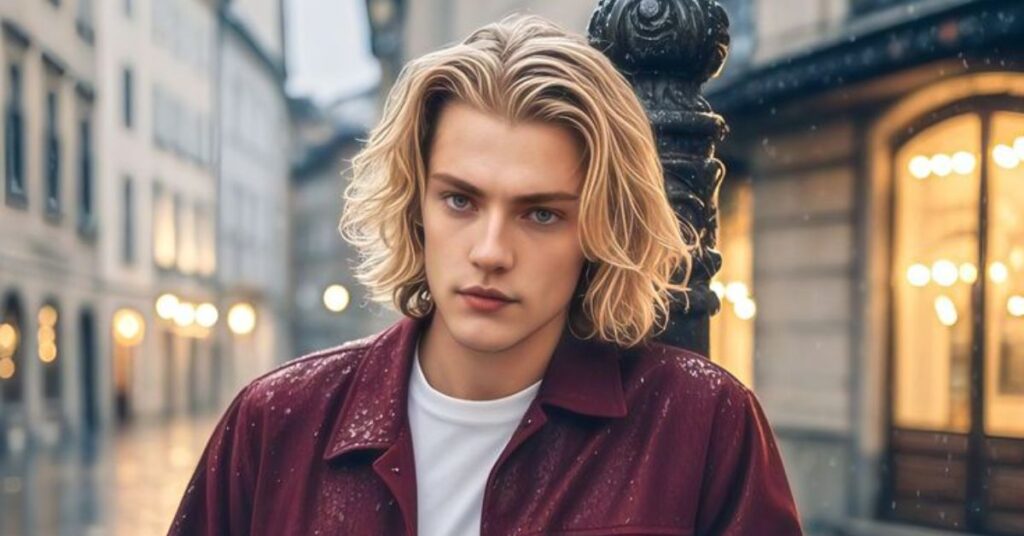 Fine hair shag for men featuring light feathered layers, a soft textured crown, and a wispy fringe to create the illusion of thickness.