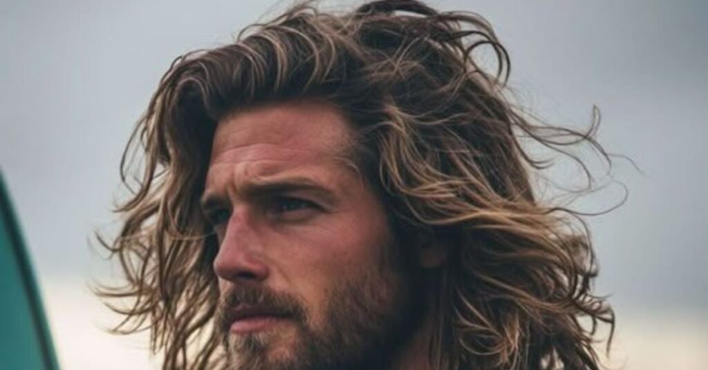 Wet-look messy hair mens with high shine and high texture finish