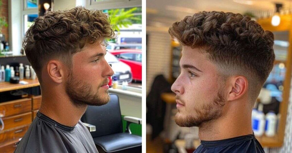 Low Fade with Curly Top