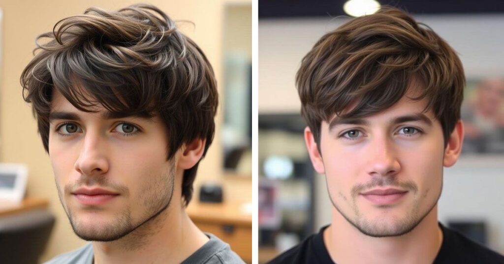 Side Swept Fringe haircut for men's
