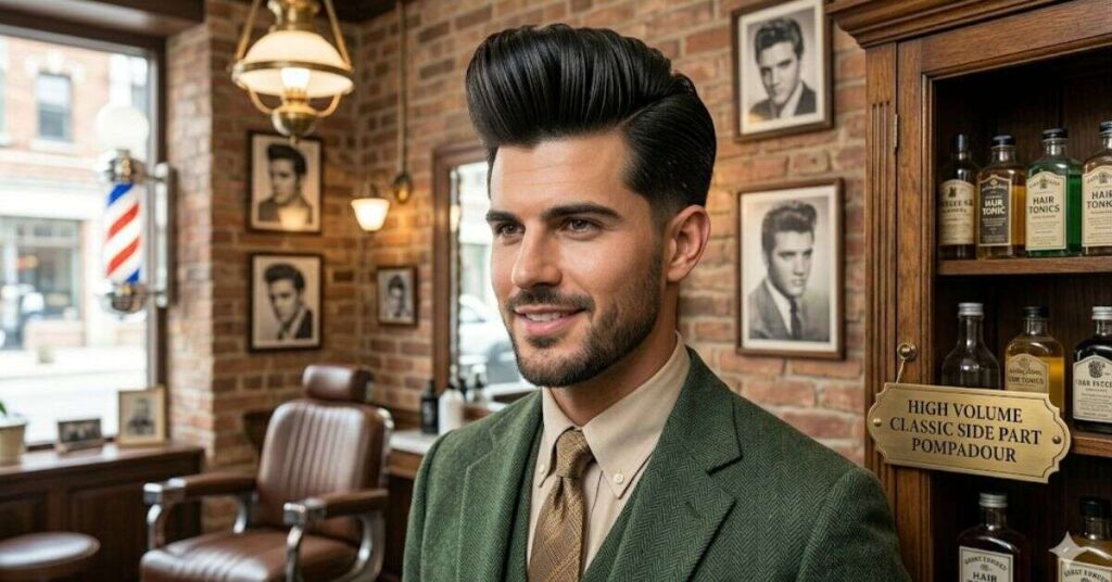 High Volume Classic Side Part Pompadour 
