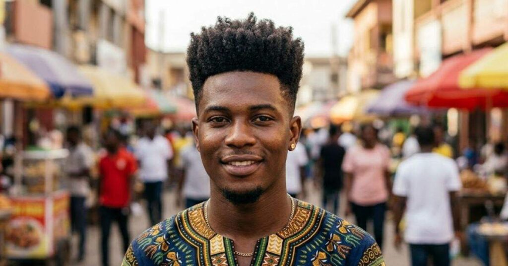 Afro Textured High Top Fade men's