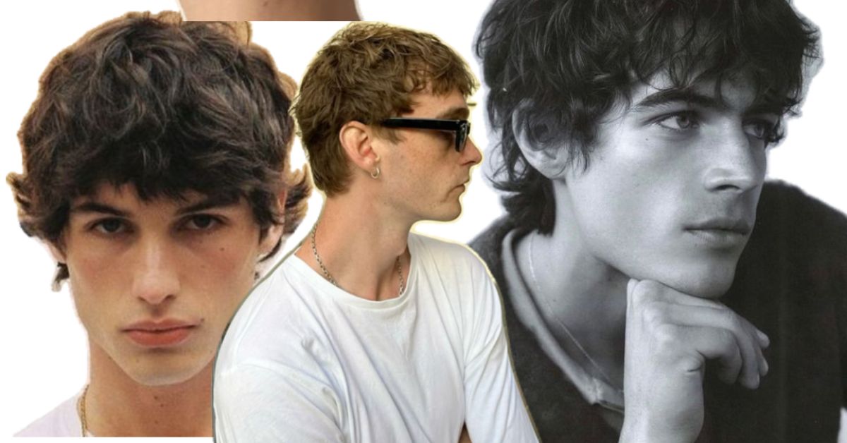 A collection of modern mod haircuts for men showcasing textured, messy, and classic styles.