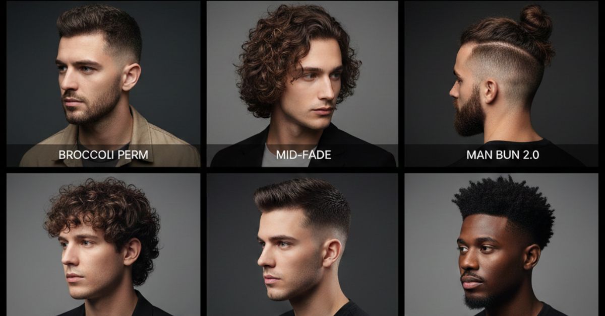 Infographic of 25 best cool curly hairstyles and haircut trends for men in 2026