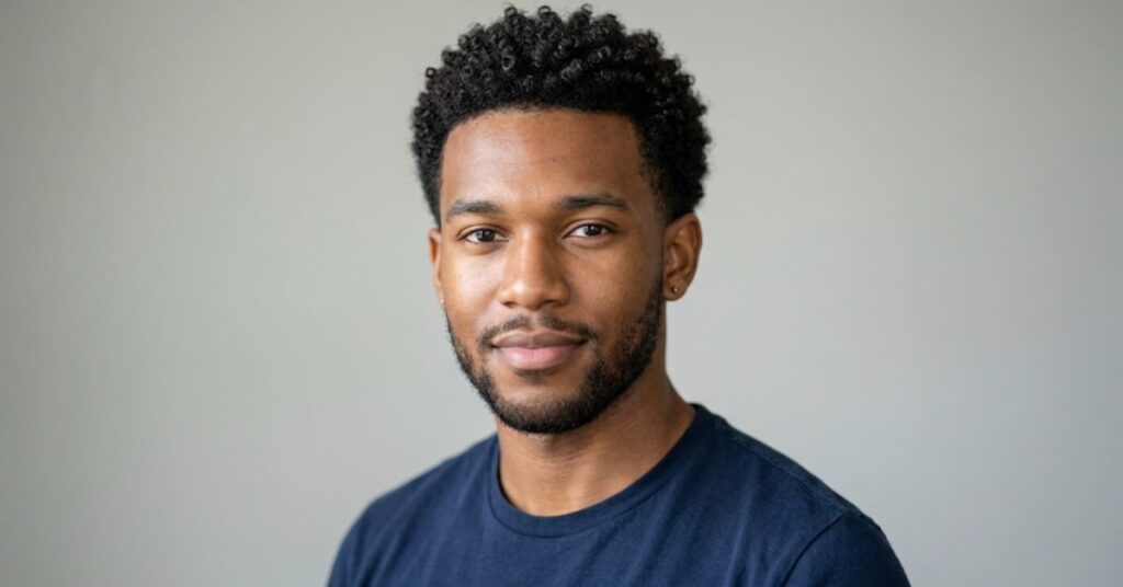 Short crop haircut for men with natural Type 3-4 curls