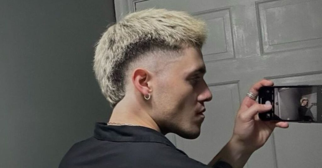 Bleached Platinum Mullet for high-fashion look.