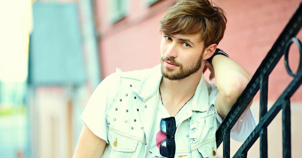 Forward-styled comb over adding fullness at the hairline