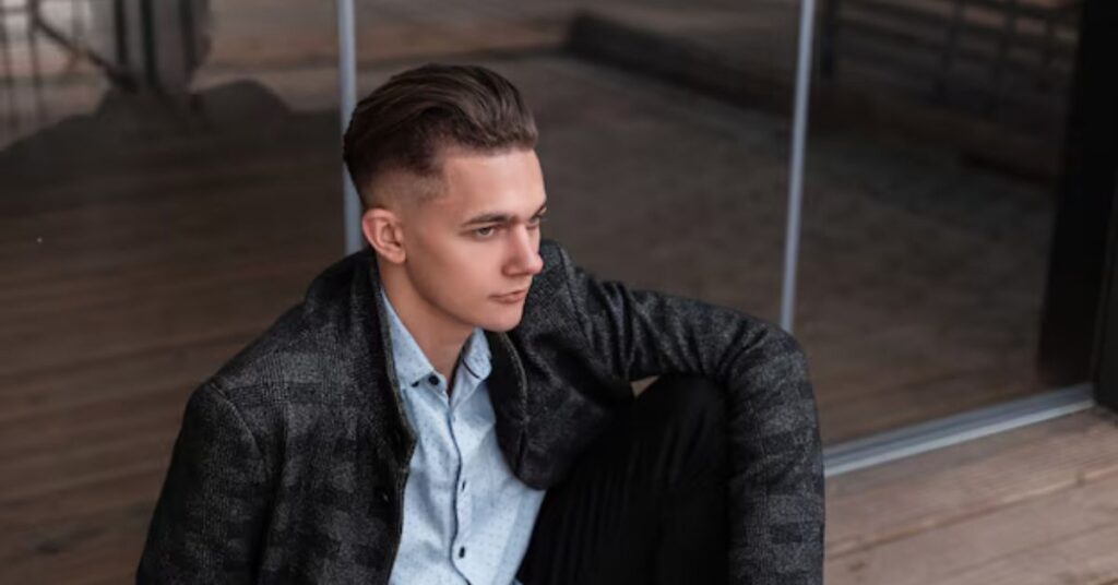 Classic crew cut hairstyle with evenly trimmed top and tapered sides