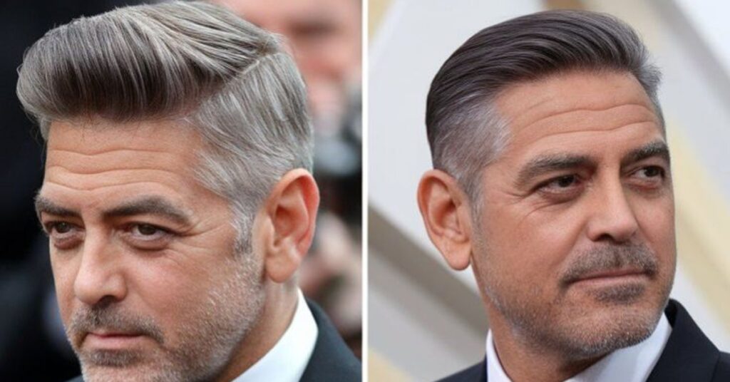 Elegant comb over for grey hair for older men featuring a classic silver fox style.