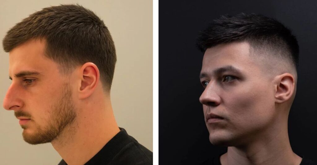 Crew cut for diamond face balancing cheekbone width