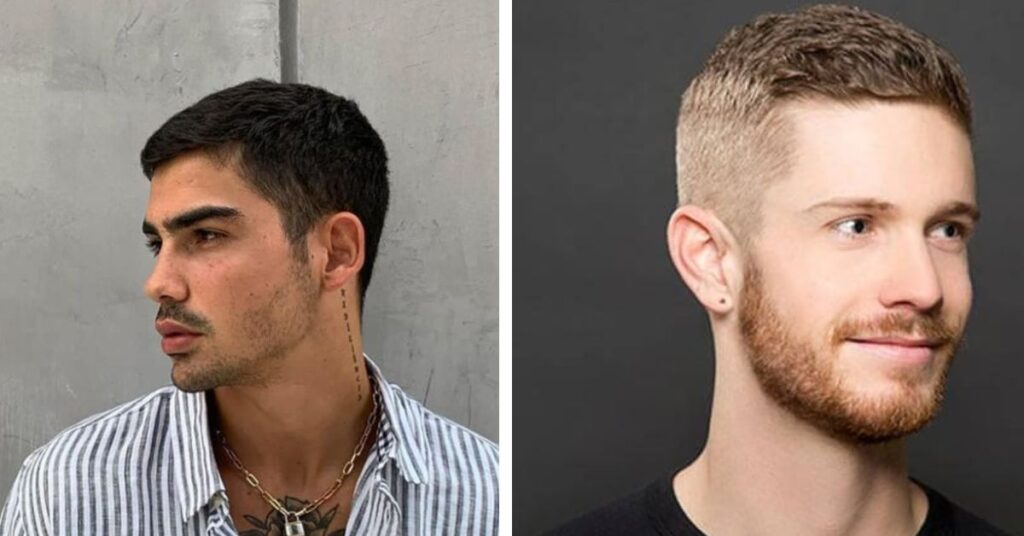 Crew cut for oval face maintaining natural balance