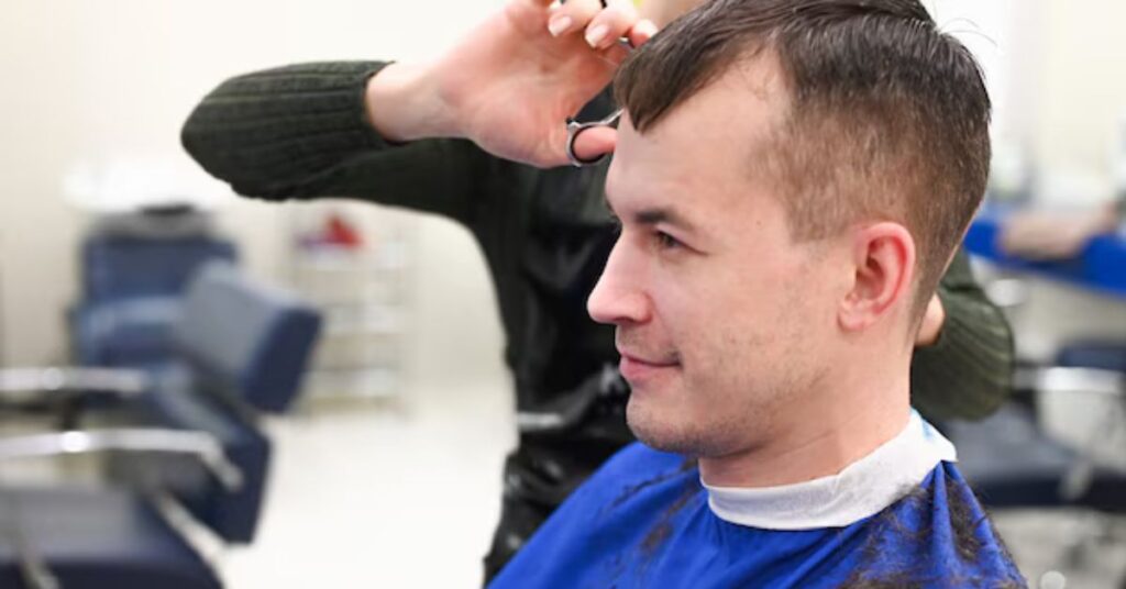 Crew cut for thick hair with bulk removal layers