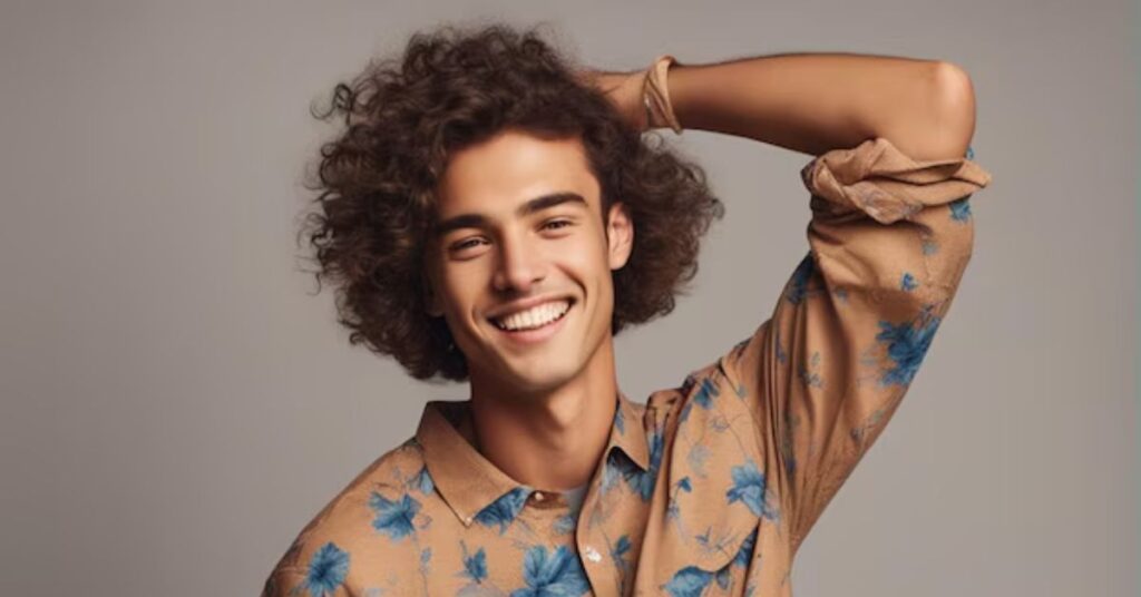 Curly top undercut with tight faded sides