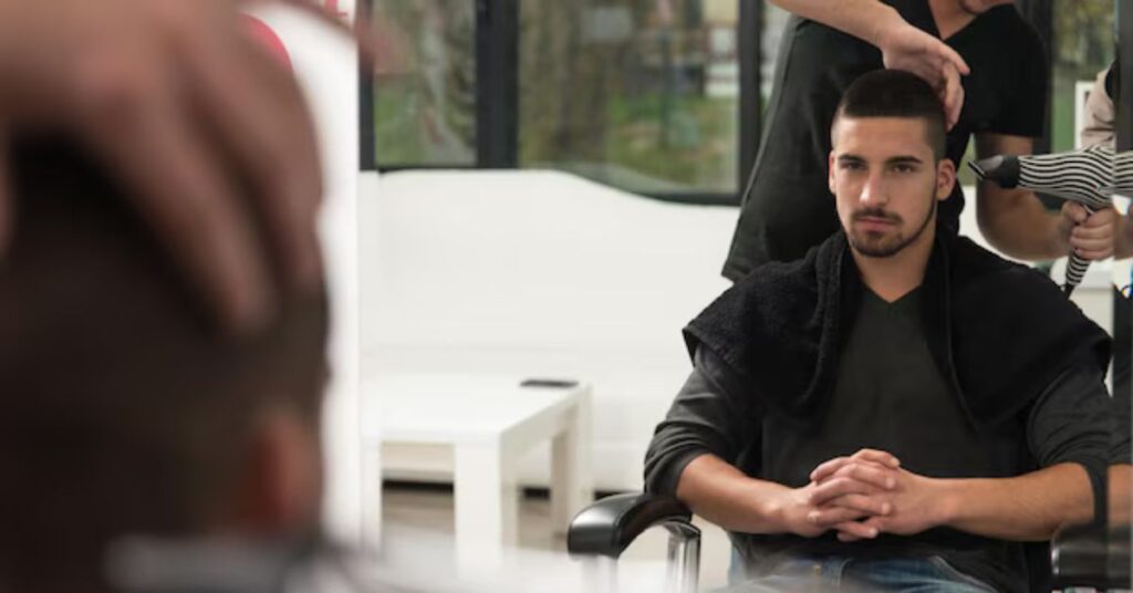 Disconnected crew cut with bold separation lines