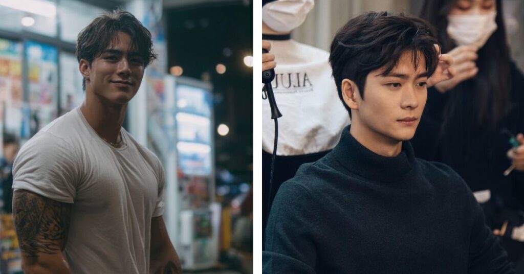 Relaxed draped waves haircut with short sides for a beachy look.