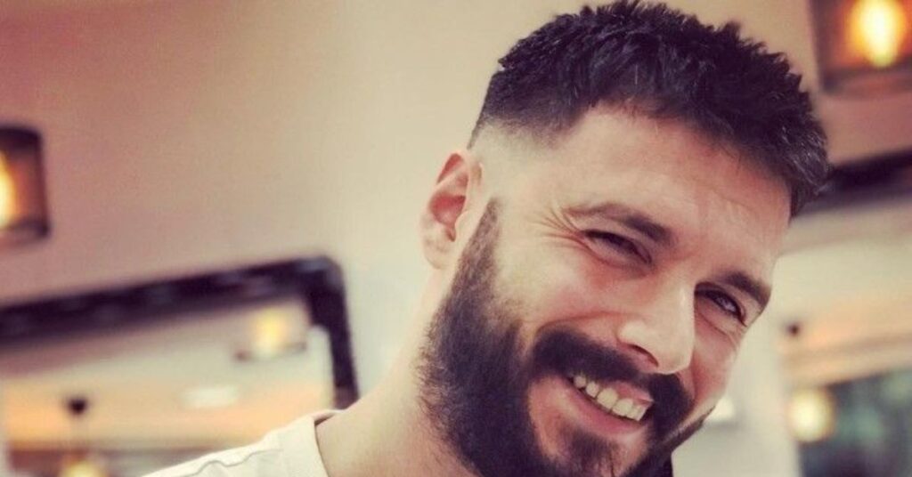 Drop fade crew cut with curved back blending