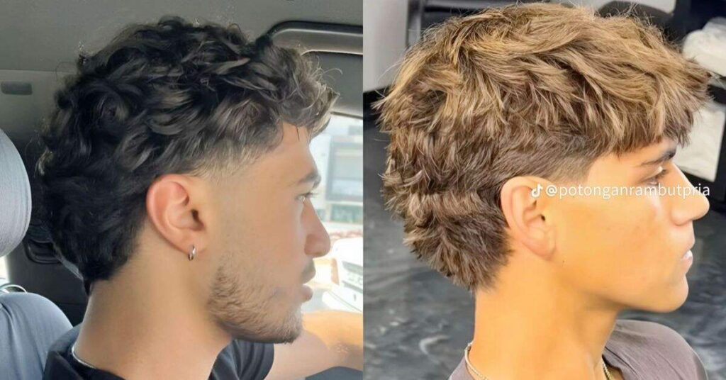 Fluffy Modern Mullet with high crown volume.