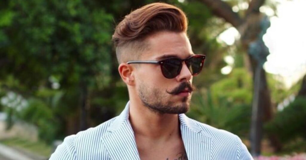 Business-ready Hidden Undercut Korean hairstyle cut with long top hair.