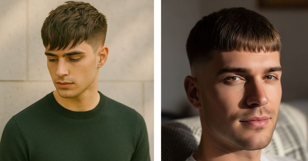 Short minimalist crop top haircut with sharp high fade.