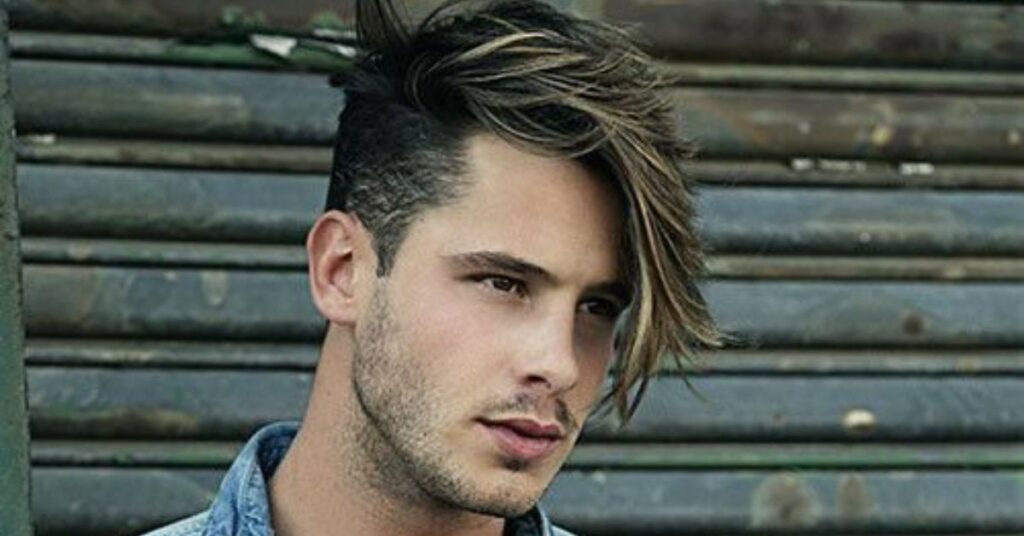 Stylish long hair comb over for men with dramatic side-swept volume and natural flow.