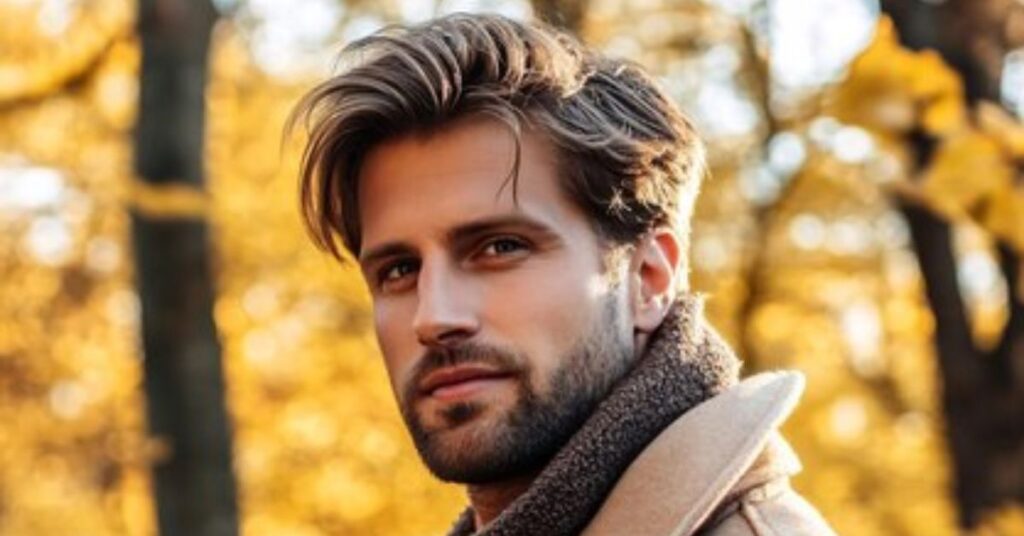 Low-maintenance comb over with natural layered fall