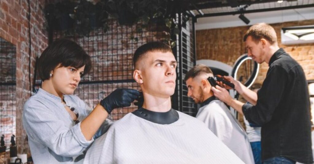 Messy crew cut styled casually with finger texture