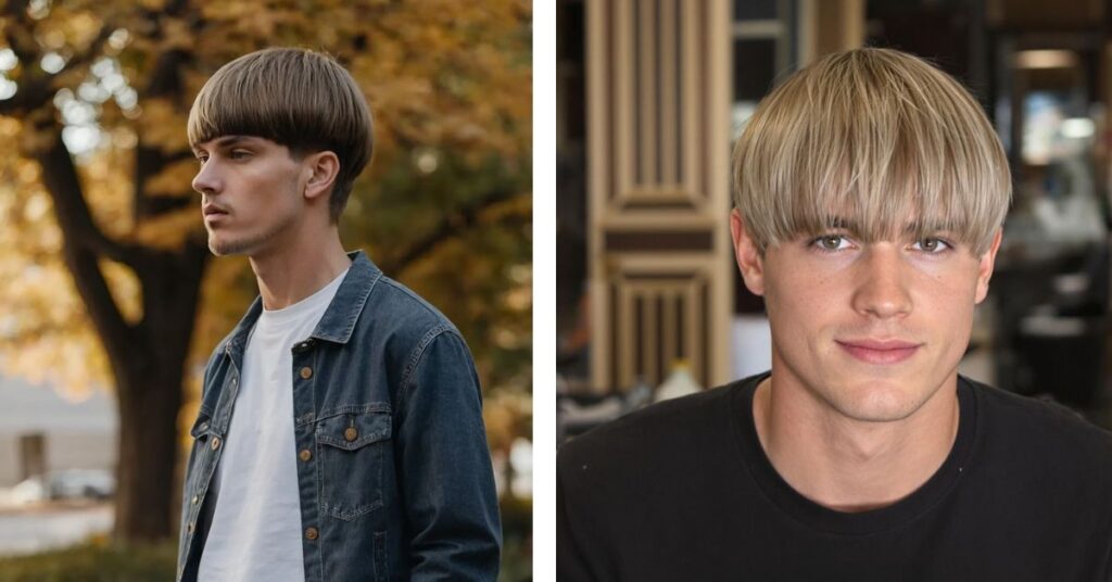 2026 trending modern bowl cut with a sharp undercut.