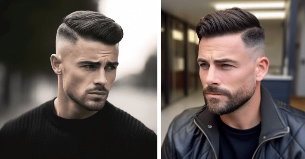 Professional comb over with a well-groomed beard for a sophisticated office look.