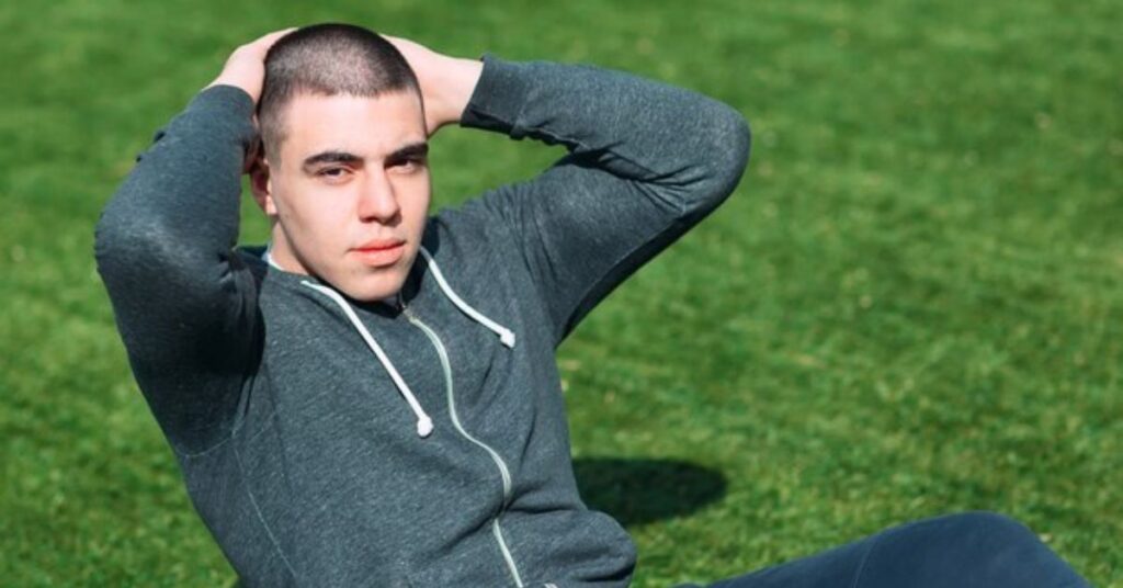 Comb over styled to balance a receding hairline