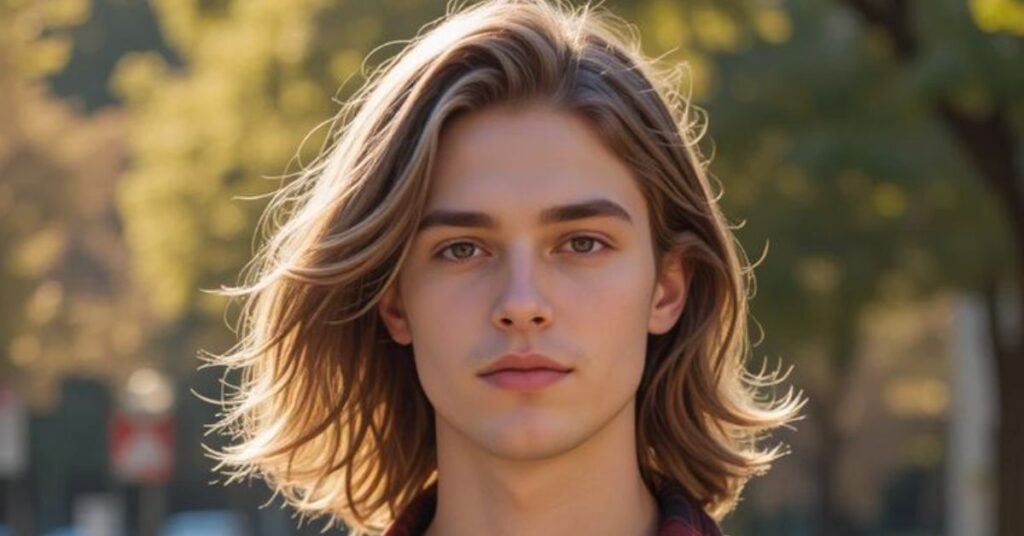 Natural shoulder-length "Bro Flow" for men with straight hair.