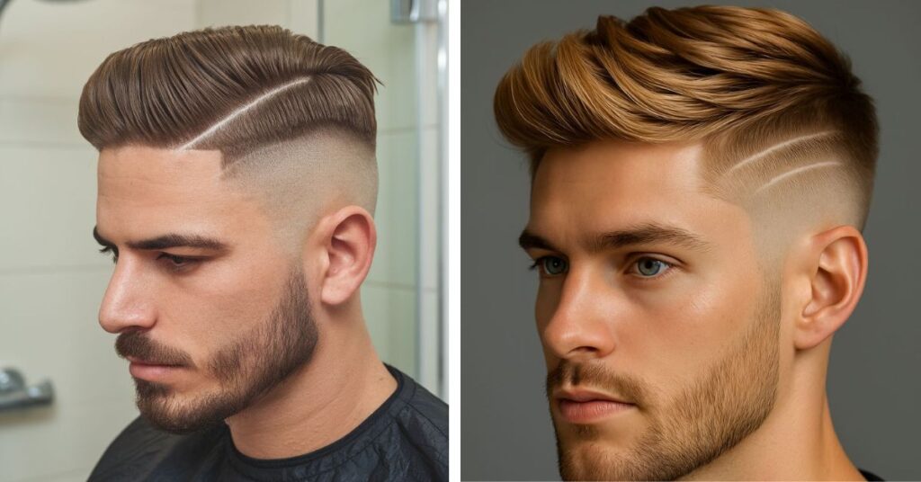 Side Part with Razor Texture haircut
