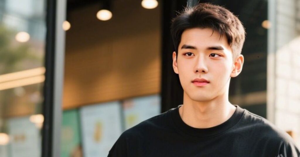 Soft Ivy League style Korean hairstyle cut for a professional and neat look.