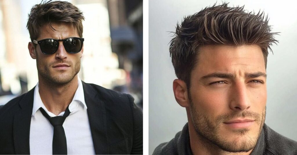 comb over styled to complement a widow’s peak