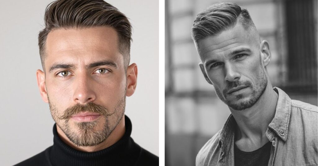 Modern textured comb over for men with layered volume and a natural matte finish.