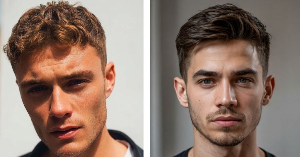 Textured crew cut with natural layered volume