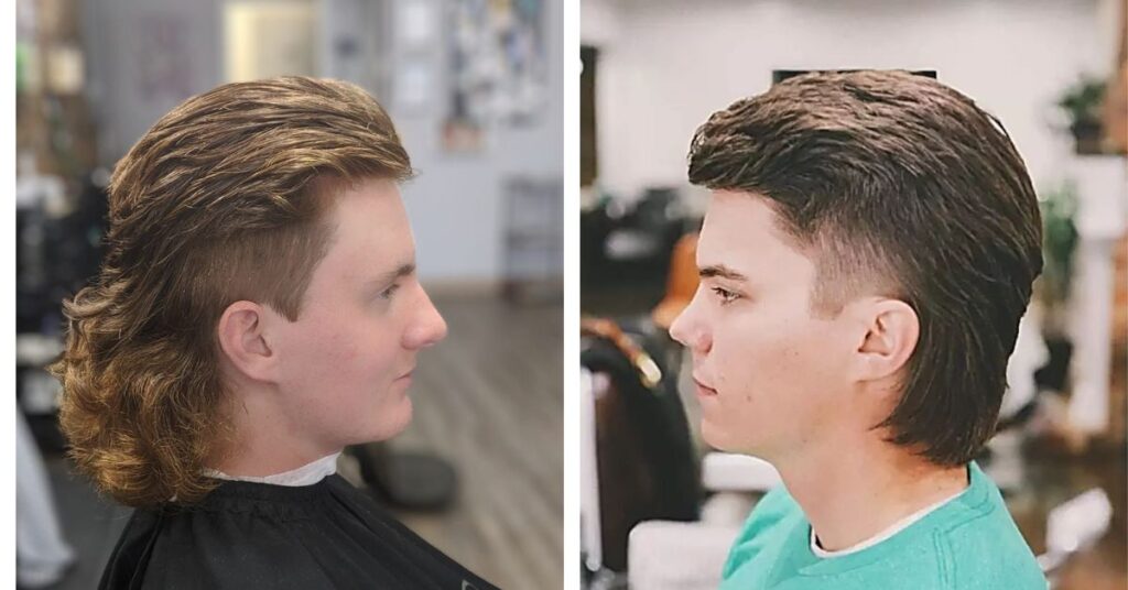 Rugged choppy modern mullet haircut.