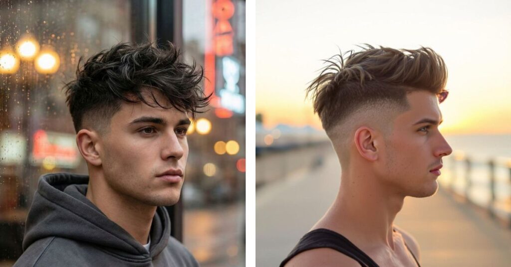 Sharp spiky textured hair with a modern undercut.