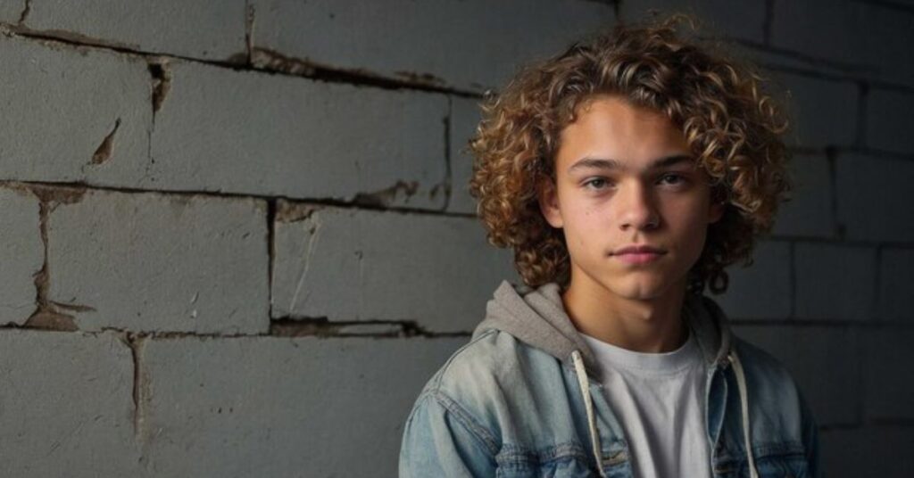 teenage Curly High Fade