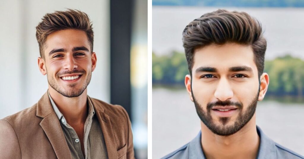 Curly Pompadour Fade for men